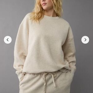 American Eagle Outfitters Women's Beige Crew Neck Sweater